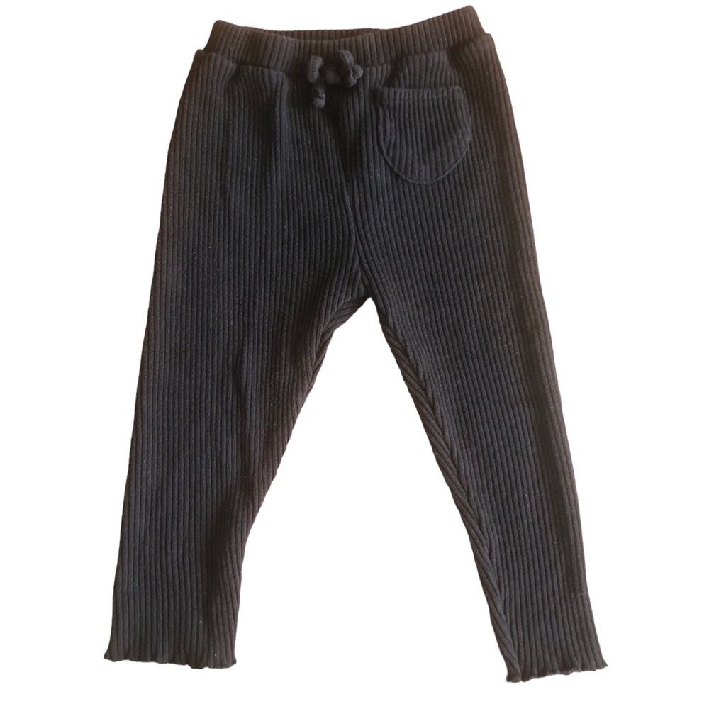 Zara Black Ribbed Toddler Girls Ruffle Bottom Leggings 2-3 Years